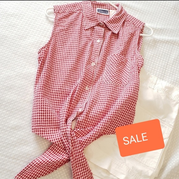 Erika Tops - 5 for $15 SALE TAG ERIKA & CO. GINGHAM TIE BLOUSE